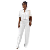 Daily Women's Elegant Solid Color Polyester Button Pants Sets Pants Sets main image 3