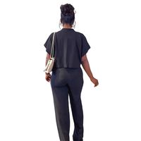 Daily Women's Elegant Solid Color Polyester Button Pants Sets Pants Sets main image 5