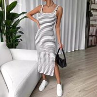 Women's Sheath Dress Simple Style U Neck Stripe Sleeveless Stripe Midi Dress Daily main image 2