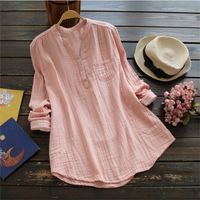 Women's Blouse Long Sleeve Blouses Simple Style Stripe Solid Color main image 5