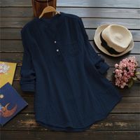 Women's Blouse Long Sleeve Blouses Simple Style Stripe Solid Color main image 4