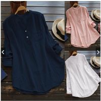 Women's Blouse Long Sleeve Blouses Simple Style Stripe Solid Color main image 2