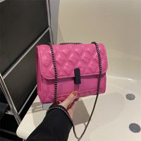 Women's Medium Pu Leather Solid Color Lingge Classic Style Square Flip Cover Crossbody Bag main image 2