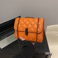 Women's Medium Pu Leather Solid Color Lingge Classic Style Square Flip Cover Crossbody Bag main image 3