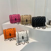 Women's Medium Pu Leather Solid Color Lingge Classic Style Square Flip Cover Crossbody Bag main image video