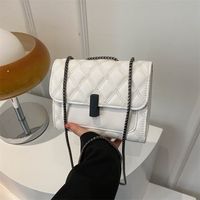 Women's Medium Pu Leather Solid Color Lingge Classic Style Square Flip Cover Crossbody Bag main image 6