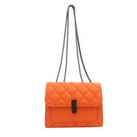 Women's Medium Pu Leather Solid Color Lingge Classic Style Square Flip Cover Crossbody Bag sku image 5