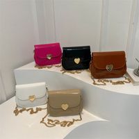 Women's Medium Pu Leather Heart Shape Solid Color Classic Style Square Flip Cover Crossbody Bag main image 1