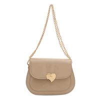Women's Medium Pu Leather Heart Shape Solid Color Classic Style Square Flip Cover Crossbody Bag sku image 1