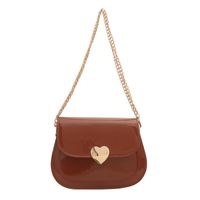 Women's Medium Pu Leather Heart Shape Solid Color Classic Style Square Flip Cover Crossbody Bag sku image 2
