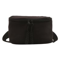 Women's Medium Canvas Solid Color Basic Oval Zipper Crossbody Bag sku image 3