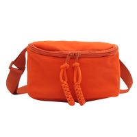 Women's Medium Canvas Solid Color Basic Oval Zipper Crossbody Bag sku image 4