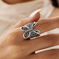 Gothic Retro Cool Style Butterfly Alloy Hollow Out Women's Open Rings main image 3