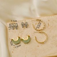 1 Pair IG Style Cute Star Heart Shape Bow Knot Copper 18K Gold Plated Earrings Ear Studs sku image 2