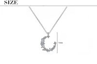 Copper White Gold Plated Simple Style Inlay Moon Zircon Pendant Necklace main image 2