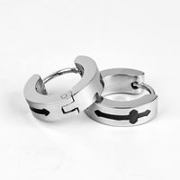 1 Pair Simple Style Classic Style Cross Polishing Epoxy 201 Stainless Steel Earrings sku image 1