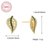 Casual Simple Style Leaves Sterling Silver Enamel Inlay Zircon 18K Gold Plated Women's Rings Earrings Necklace main image 3