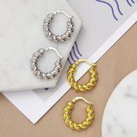 1 Pair Casual Simple Style Twist Plating 304 Stainless Steel 18K Gold Plated Earrings main image 1