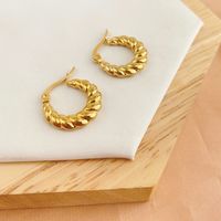 1 Pair Casual Simple Style Twist Plating 304 Stainless Steel 18K Gold Plated Earrings sku image 2
