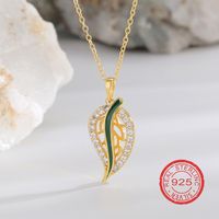 Casual Simple Style Leaves Sterling Silver Enamel Inlay Zircon 18K Gold Plated Women's Rings Earrings Necklace main image 6