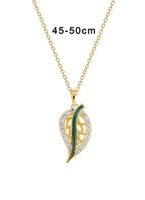 Casual Simple Style Leaves Sterling Silver Enamel Inlay Zircon 18K Gold Plated Women's Rings Earrings Necklace main image 4