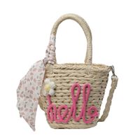 Femmes Moyen Paille Bloc De Couleur Vacances Plage Tisser Chaîne De Caractères Sac De Paille sku image 3