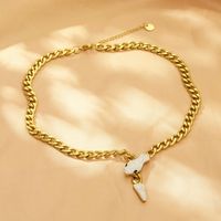 304 Stainless Steel 18K Gold Plated Simple Style Snake Pendant Necklace main image 3