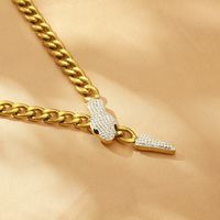 304 Stainless Steel 18K Gold Plated Simple Style Snake Pendant Necklace main image 4