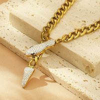 304 Stainless Steel 18K Gold Plated Simple Style Snake Pendant Necklace main image 7