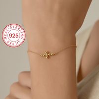 Sterling Silver Casual Simple Style Inlay Love Cross Solid Color Zircon Bracelets Bangle main image 6