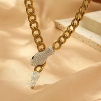 304 Stainless Steel 18K Gold Plated Simple Style Snake Pendant Necklace main image 8