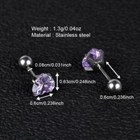 1 Pair Simple Style Classic Style Heart Shape Polishing Inlay 302 Stainless Steel Zircon Ear Studs main image 5