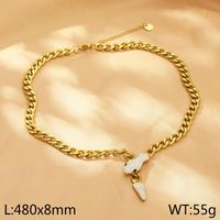 304 Stainless Steel 18K Gold Plated Simple Style Snake Pendant Necklace sku image 1