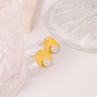 1 Pair IG Style Basic Classic Style Geometric Inlay 304 Stainless Steel Freshwater Pearl Ear Studs main image 4