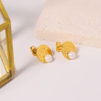 1 Pair IG Style Basic Classic Style Geometric Inlay 304 Stainless Steel Freshwater Pearl Ear Studs main image 6