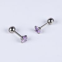 1 Pair Simple Style Classic Style Heart Shape Polishing Inlay 302 Stainless Steel Zircon Ear Studs sku image 3