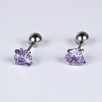 1 Pair Simple Style Classic Style Heart Shape Polishing Inlay 302 Stainless Steel Zircon Ear Studs sku image 5