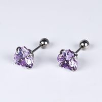 1 Pair Simple Style Classic Style Heart Shape Polishing Inlay 302 Stainless Steel Zircon Ear Studs sku image 9