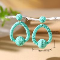 1 Pair Vacation Bohemian Circle Hollow Out Alloy Straw Rattan Drop Earrings main image 2