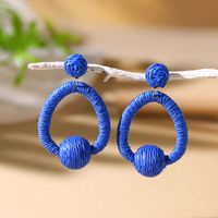 1 Pair Vacation Bohemian Circle Hollow Out Alloy Straw Rattan Drop Earrings sku image 2
