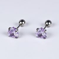 1 Pair Simple Style Classic Style Heart Shape Polishing Inlay 302 Stainless Steel Zircon Ear Studs sku image 7