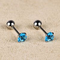 1 Pair Simple Style Classic Style Heart Shape Polishing Inlay 302 Stainless Steel Zircon Ear Studs sku image 4