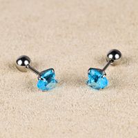 1 Pair Simple Style Classic Style Heart Shape Polishing Inlay 302 Stainless Steel Zircon Ear Studs sku image 6