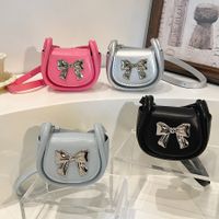 Women's Small Pu Leather Solid Color Bow Knot Basic Square Flip Cover Crossbody Bag main image video