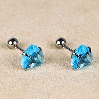 1 Pair Simple Style Classic Style Heart Shape Polishing Inlay 302 Stainless Steel Zircon Ear Studs sku image 10
