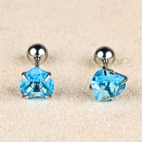 1 Pair Simple Style Classic Style Heart Shape Polishing Inlay 302 Stainless Steel Zircon Ear Studs sku image 8