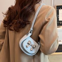 Women's Small Pu Leather Solid Color Bow Knot Basic Square Flip Cover Crossbody Bag sku image 2