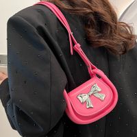Women's Small Pu Leather Solid Color Bow Knot Basic Square Flip Cover Crossbody Bag sku image 3