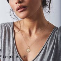Copper 14K Gold Plated Vintage Style Simple Style Round Letter Three Layer Necklace main image 4