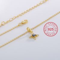 Sterling Silver 18K Gold Plated IG Style Elegant Lady Inlay Four Leaf Clover Round Rhinestones Pearl Pendant Necklace main image 4